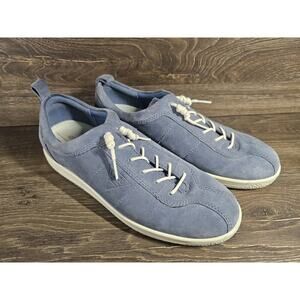 ECCO Shoes Women's Soft 1 Lace Suede Sneakers Blue White Sz US 10 - EU 41